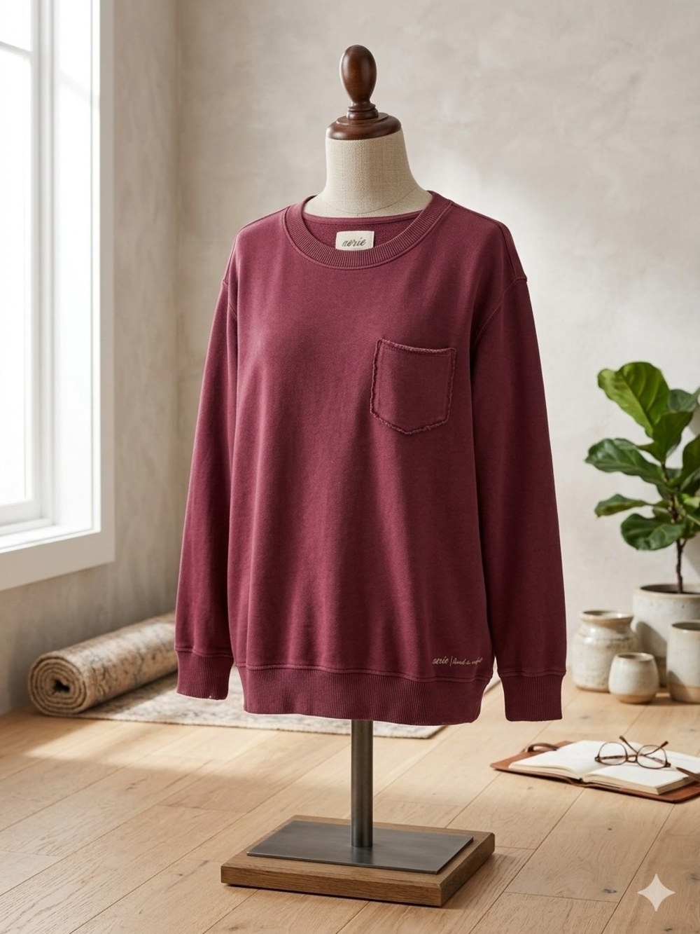 aerie Women's Crewneck Sweater - Burgundy